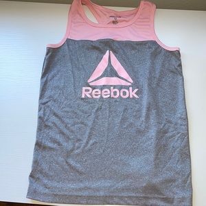 Gray and pink Reebok tank